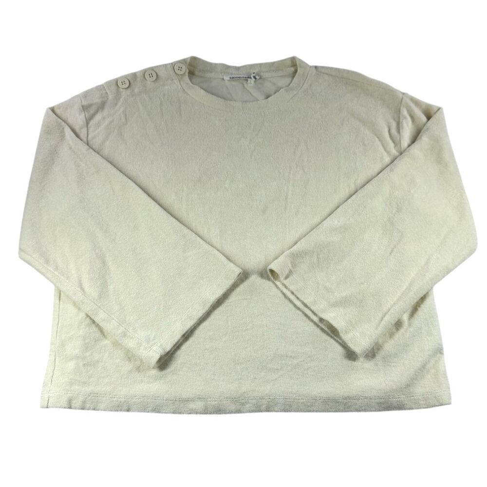 Suzie Kondi x BA&SH Foley Top M Cream Wide Sleeve Cotton Relaxed Shoulder Button